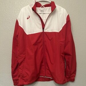 ASICS Men's Unisex Upsurge Full Zip Jacket Red White Size XL